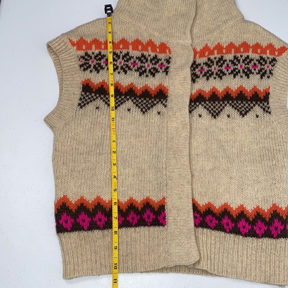 Free People Women’s Cream Chunky Knit Snap Up County Fall Vest Size Small - Picture 11 of 11